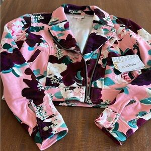 LuLaRoe Pink and Purple Floral Bomber Jacket